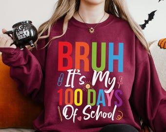 Sudadera "Hermano, son mis 100 días de clases", sudadera para celebrar los 100 días de clases, sudadera divertida para estudiantes, cuello redondo escolar 134365