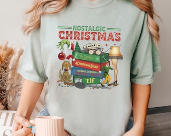 Nostalgic Christmas VHS Movies Shirt, Comfort Colors, Vintage Christmas 90s Movies Shirt, Retro Nostalgic Christmas Movies Shirt 134145