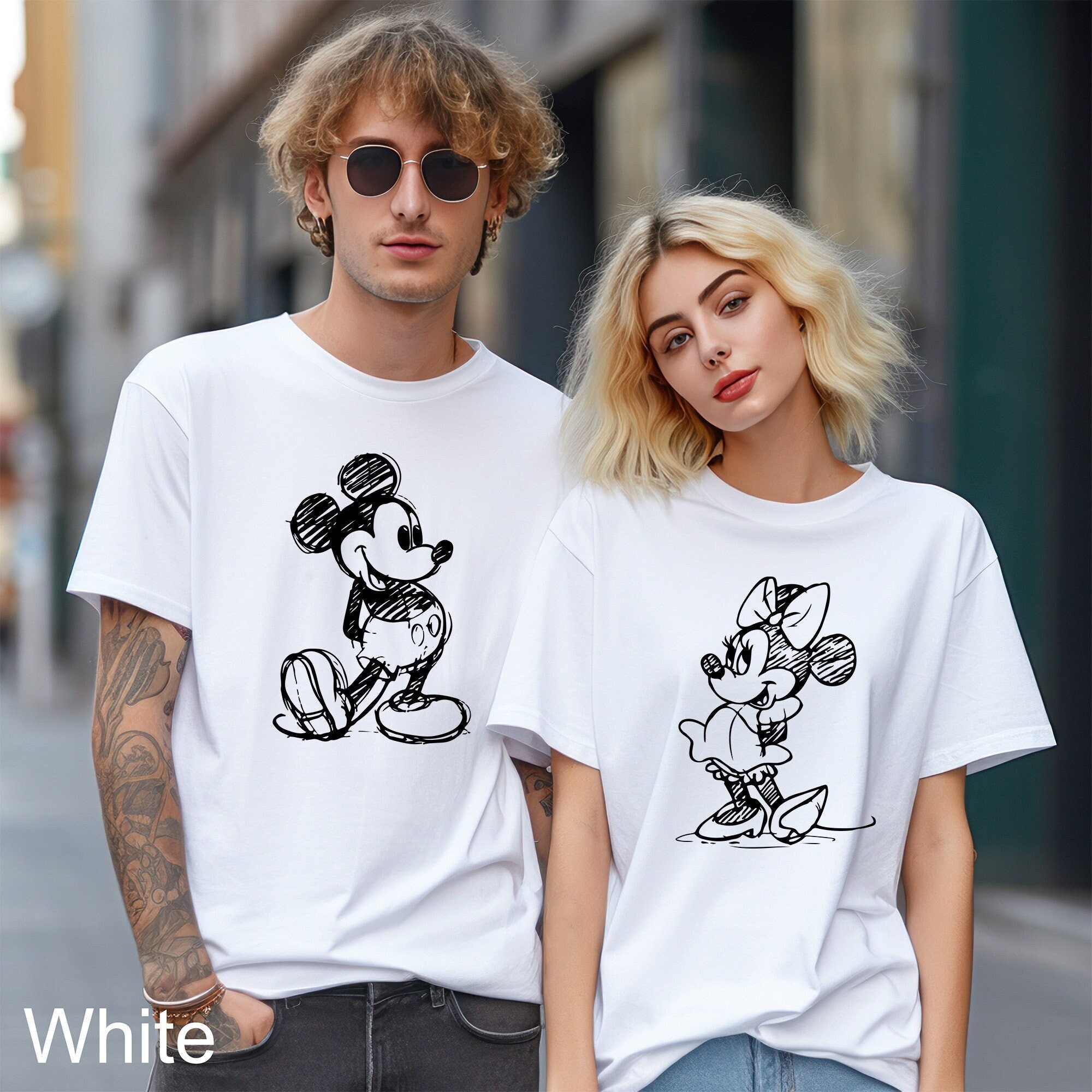 Mickey and Minnie Shirt, Mickey Sketch, Minnie Sketch, Vintage Mickey Minnie, Disney Family Vacation, Disney Kids shirt, Disneyworld, 131134