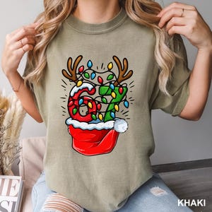 Six Seven Reindeer Christmas Shirt, Comfort Colors, Viral 6 7 Meme Shirt, Funny Santa Hat Shirt, Social Media Humor Holiday Shirt, 134101