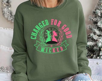 Sudadera con reloj Wicked Changed For Good, sudadera con capucha Wicked The Musical, sudadera con capucha de fan de la película Wizard, cuello redondo de Glinda Elphaba 134441