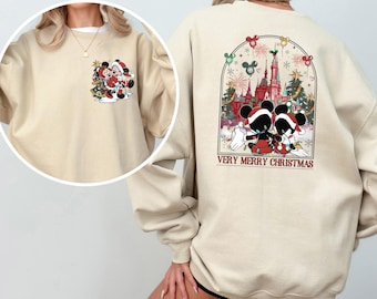 Mickey Minnie Christmas Sweatshirt, Mickey Very Merry Christmas Sweatshirt, Disney Couple Christmas Hoodie, Christmas Castle Crewneck,133911