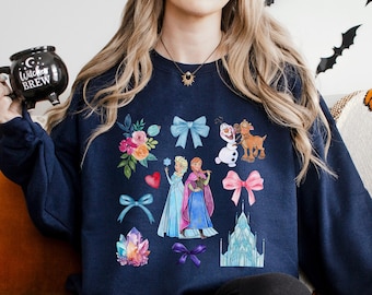 Elsa Anna Frozen Sweatshirt, Princess Elsa Coquette Bow Sweatshirt, Disney Girls Trip, Frozen Coquette Hoodie, Olaf Frozen Crewneck, 133902