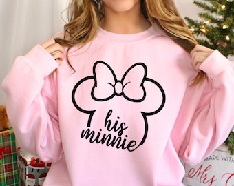 His Minnie Her Mickey Sweatshirts, Disney Couples Sweatshirt, Cute Disney Matching Hoodie, Disneyland Minnie Mickey Couple Crewneck, 133615