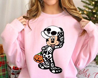 Mickey Mouse Skeleton Halloween Sweatshirt, Disney Halloween Sweatshirt, Mickey Mouse Hoodie, Mickey Spooky Halloween Crewneck, 133597