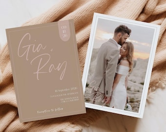 Classic Boho Wedding Invite Printable Photo Invitation DIY Modern Engagement Announcement Save The Date Custom Card Digital Template GIA