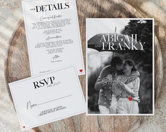 Personalized Wedding Announcement Template Modern Invite Set Digital Invite Card Custom Invitation Unique Engagement Card Save Date ABIGAIL