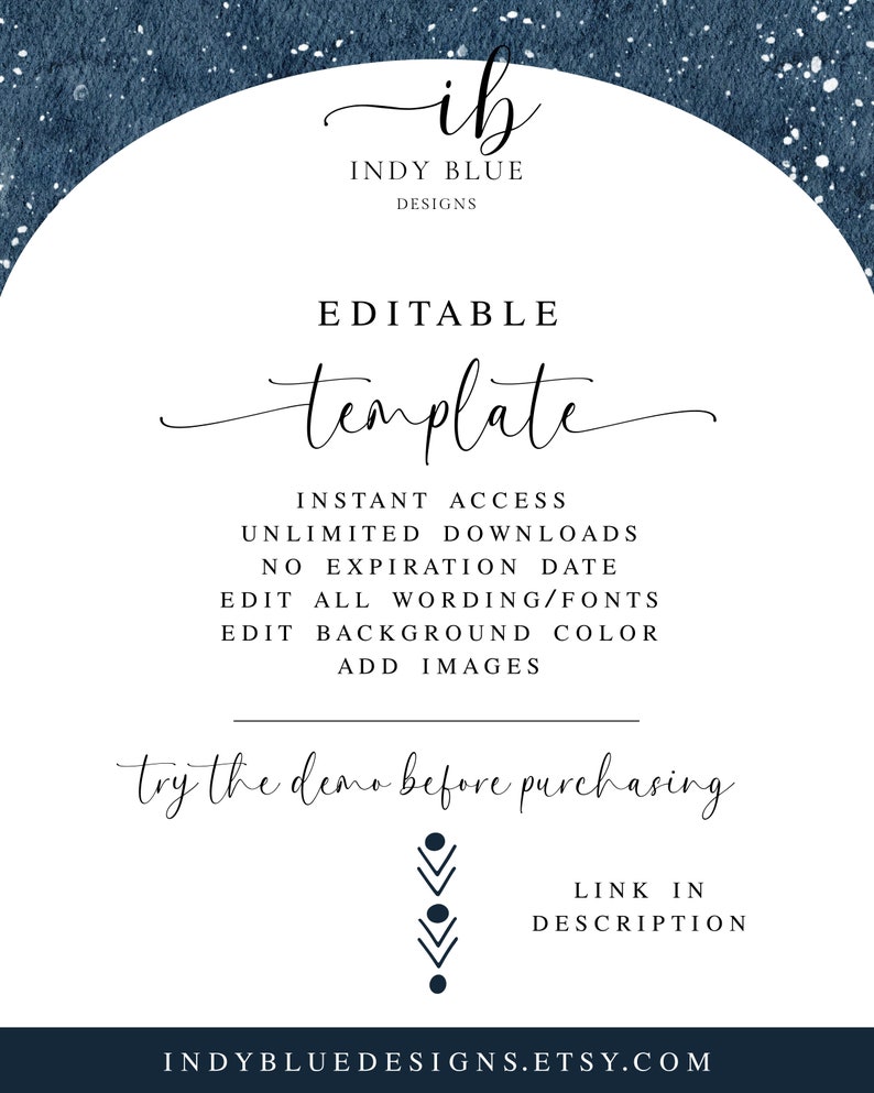 Vintage Floral Wedding Invitation Template Set, DIY Wedding Printable Invite, Modern Invite, Editable Wedding Invite, DIY QR Code Invite image 7