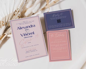 Unique Minimalist Wedding Invitation Template Suite Classic Modern Invitation Set Printable Elegant Modern Font Wedding Invite ALEXANDRA