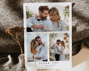 DIY Photo Thank You Card, Editable Photo Card, Printable Photo Card, Minimalist Photo Thank You, Wedding Thank You, Modern Wedding Cards