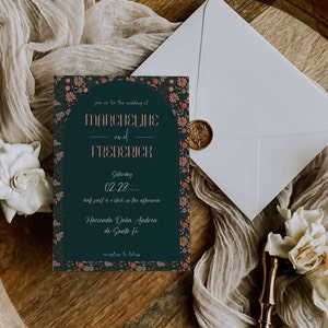 Vintage Floral Wedding Invitation Template Set, DIY Wedding Printable Invite, Modern Invite, Editable Wedding Invite, DIY QR Code Invite image 2