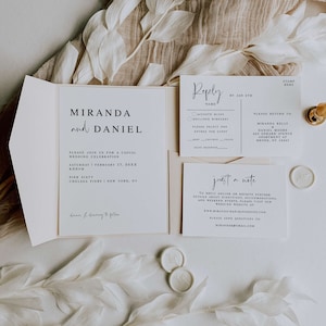 Minimalist Wedding Invitation Template Set, DIY Wedding Printable Invite, Editable Wedding Invite, Photo Wedding Invite, DIY Elegant Invite