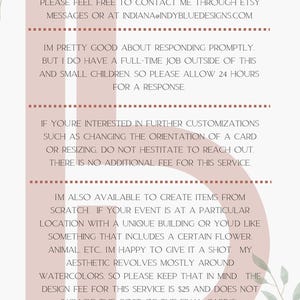 May include: A digital graphic with the text "NEED HELP?" and contact information for Indy Blue Designs. The design includes a soft color palette of white, brown, and pink, with floral accents.