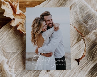 DIY Photo Thank You Card, Editable Photo Card, Printable Photo Card, Minimalist Photo Thank You, Wedding Thank You, Modern Wedding Cards