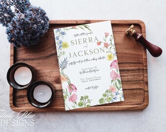 Unique Spring Wedding Invitation Template Wildflower Classic Save The Date DIY Announcement Digital Download Engagement Party Card SIERRA