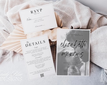 Custom Wedding Announcement Template Modern Invite Set Digital Invite Card Invitation Unique Engagement Card Save Date ELIZABETH