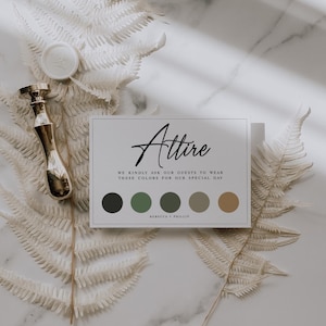 Modern Wedding Color Palette Card Custom Dress Code Card Template DIY Color Insert Card Rustic Boho Printable Dress Code Digital Download