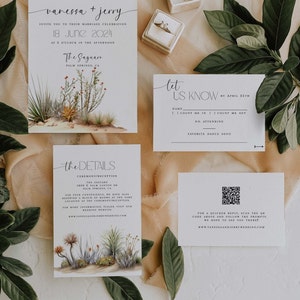 Wedding Invitation Template Suite DIY. Rustic Wedding Invite. Wedding Invitation. Desert. Wildflower. Nature. Minimalist. Cactus Flowers. image 4