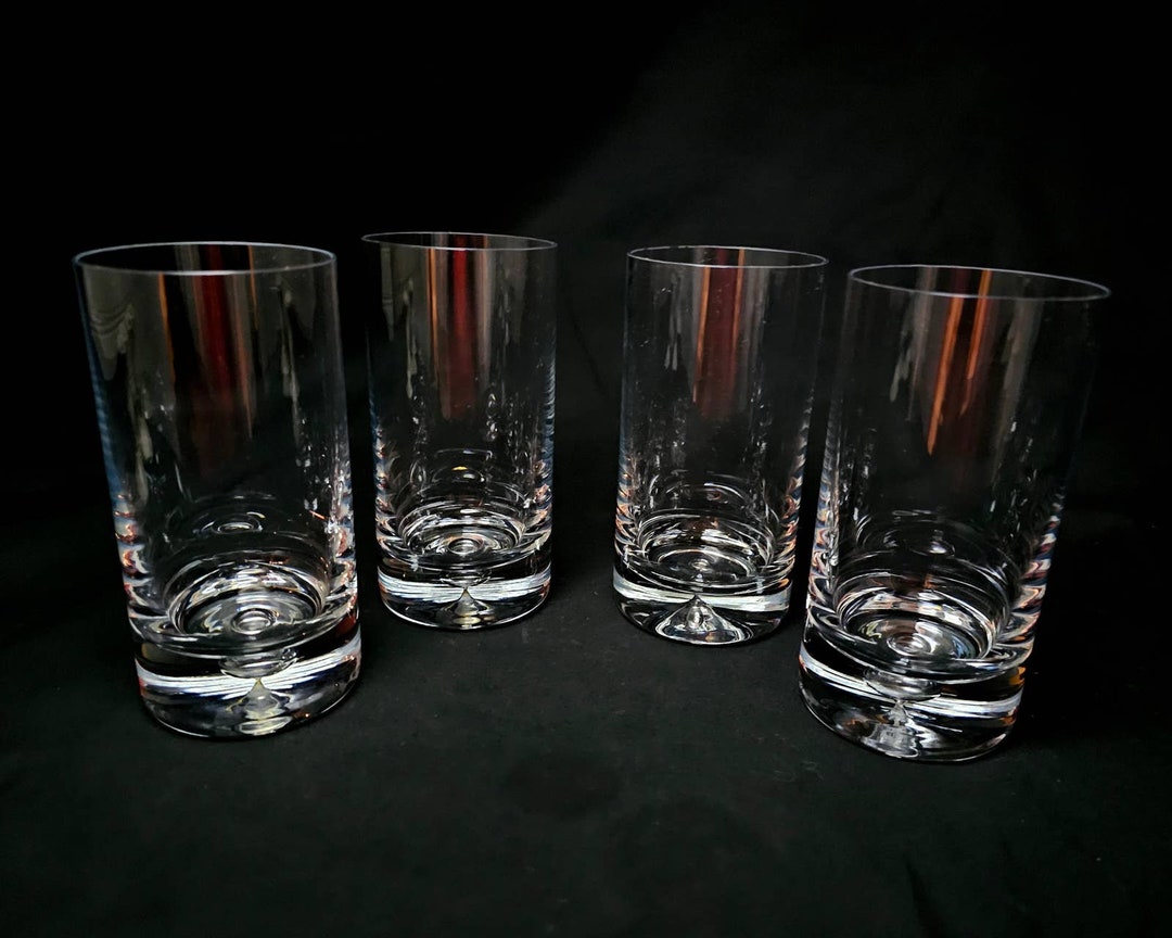 Set of 4 Highball Crystal Glasses With Rising Bubble Heavy Bottom Etsy