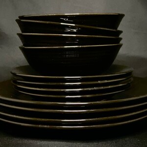 Elegant 12 Piece Black Dinnerware Set By Gibson