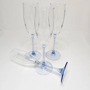 Set of 4 Cristal D'Arques-Durand Fluted Champagne Glasses Pattern - Azur