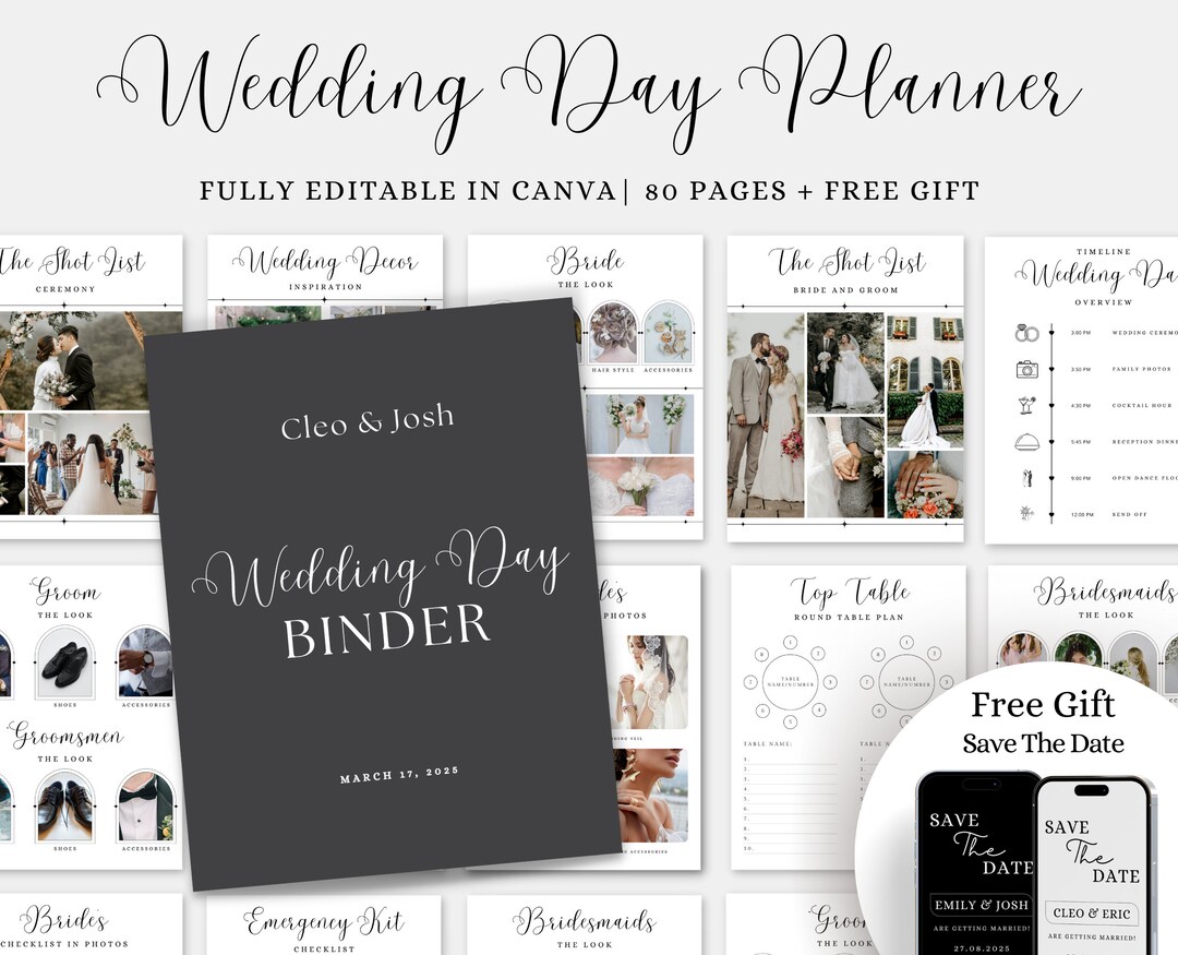 Wedding Day Binder Template Wedding Planner Wedding Etsy Wedding Day Binder Template Wedding Planner Wedding Etsy