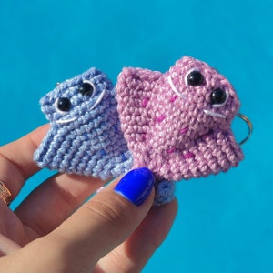 Adorable Handmade Stingray Crochet Keychain