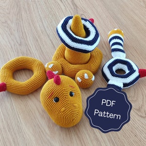 Amigurumi Crochet Pattern Dinosaur Stacking Toy