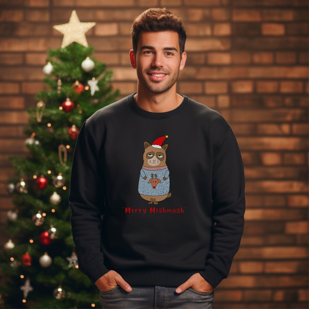 Funny Cat Sweatshirts Funny Cat Christmas Sweatshirt - Etsy