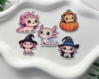 Axolotl Halloween Sticker Pack | Kawaii Amphibian Vinyl Decals