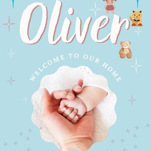 Baby, gepersonaliseerd afdrukbaar babynaamteken, babycadeaus, babycadeau voor kinderkamer, decor voor meisjeskwekerij, babyshowercadeau voor jongen, kunst