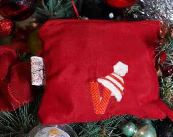 Weihnachts-Clutch mit personalisiertem Buchstaben „V“