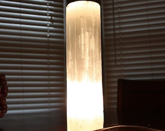 XXL Cylinder Moroccan Selenite Crystal Lamp Decor