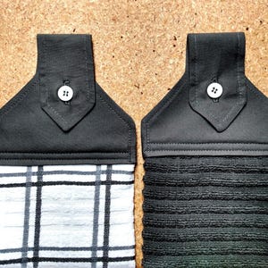 Tornado Plaid Or Solid Hanging Kitchen Towels - Charcoal Gray