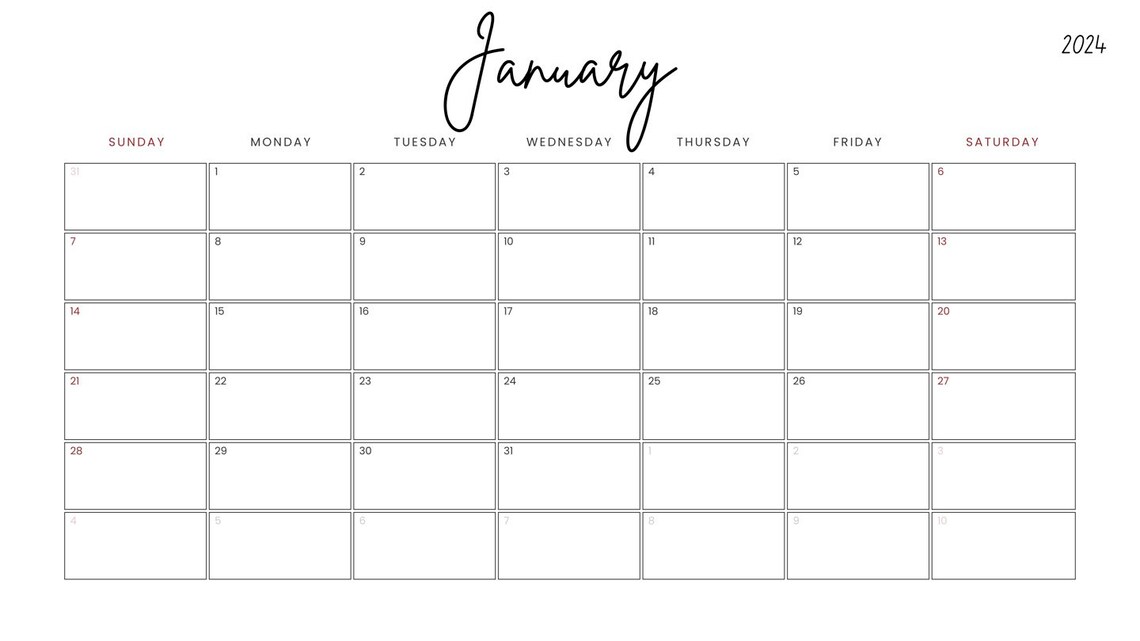 Minimalist 2024 Calendar Printable Etsy