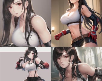 Waifu Anime AI Digital Fanart Bundle Tifa Lockhart Final Fantasy 7 Fanart Digital Instant Download Anime Art Printable Art Beautiful Girl