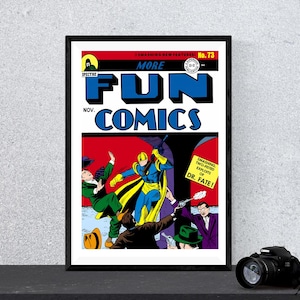 Stripkunst aan de muur Meer plezier Comics #73 DC Comic Print digitale muurkunst Instant download Afdrukbare retro poster nerdy verjaardagscadeau