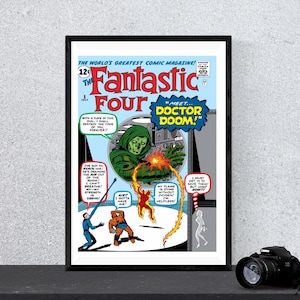 Vintage Comic book Wall Art Fantastic Four #5 Comic Print Digital Wall Art Instant download Printable Retro Poster Nerdy Birthday Gift