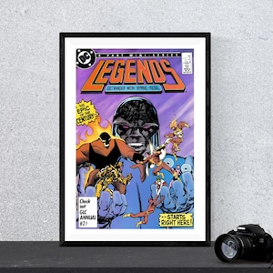 Vintage stripboek muurkunst DC Comics Legends DC Comic Print digitale muurkunst Instant download afdrukbare retro poster nerdy verjaardagscadeau