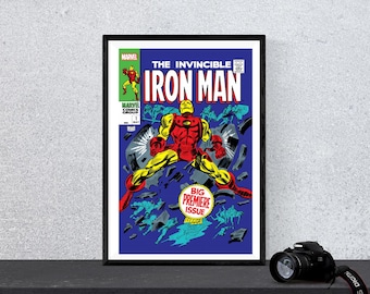 Omslagsbild till serietidningen Invincible Iron Man #1: Retro superhjälteaffisch (digital nedladdning)
