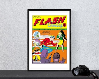 Vintage Flash Comics #1 Print: Retro DC Comic Wall Art (Digital Download)