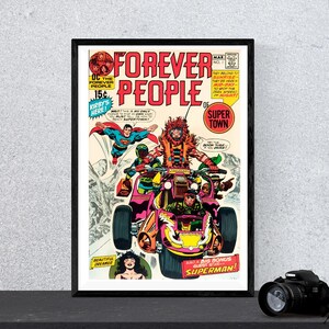 Stripboek muurkunst The Forever People #1 DC Comic Print digitale muurkunst Instant download afdrukbare retro poster nerdy verjaardagscadeau