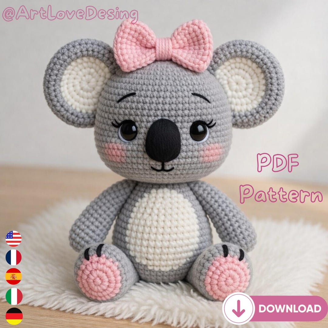 Koala Girl Amigurumi Crochet Pattern PDF – Cute Koala Plush Toy – DIY ...