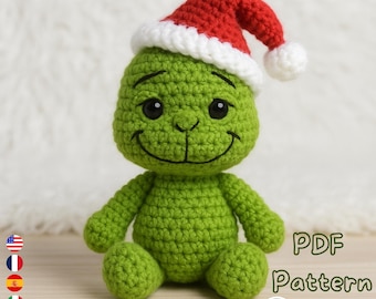Cute Grinch Amigurumi Crochet Pattern PDF, Christmas Crochet Toy, Grinch Doll Tutorial, Holiday Gift Idea, Digital Download