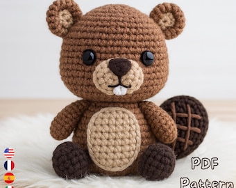 Beaver Amigurumi Crochet Pattern PDF – Cute Stuffed Animal DIY Plush Toy, Beginner Friendly Digital Pattern