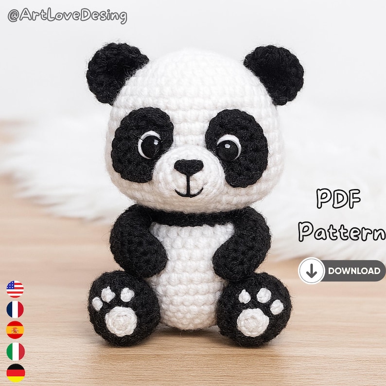 Crochet Panda Tutorial Amigurumi Panda Crochet Pattern PDF, Easy Beginner Friendly Stuffed ...
