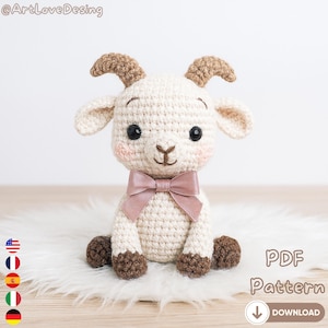 Amigurumi Häkelanleitung Ziege PDF,Süßes Bauernhoftier Häkelspielzeug,DIY Stofftier Anleitung,Weiches Häkel-Plüschtier,Für Anfänger geeignet