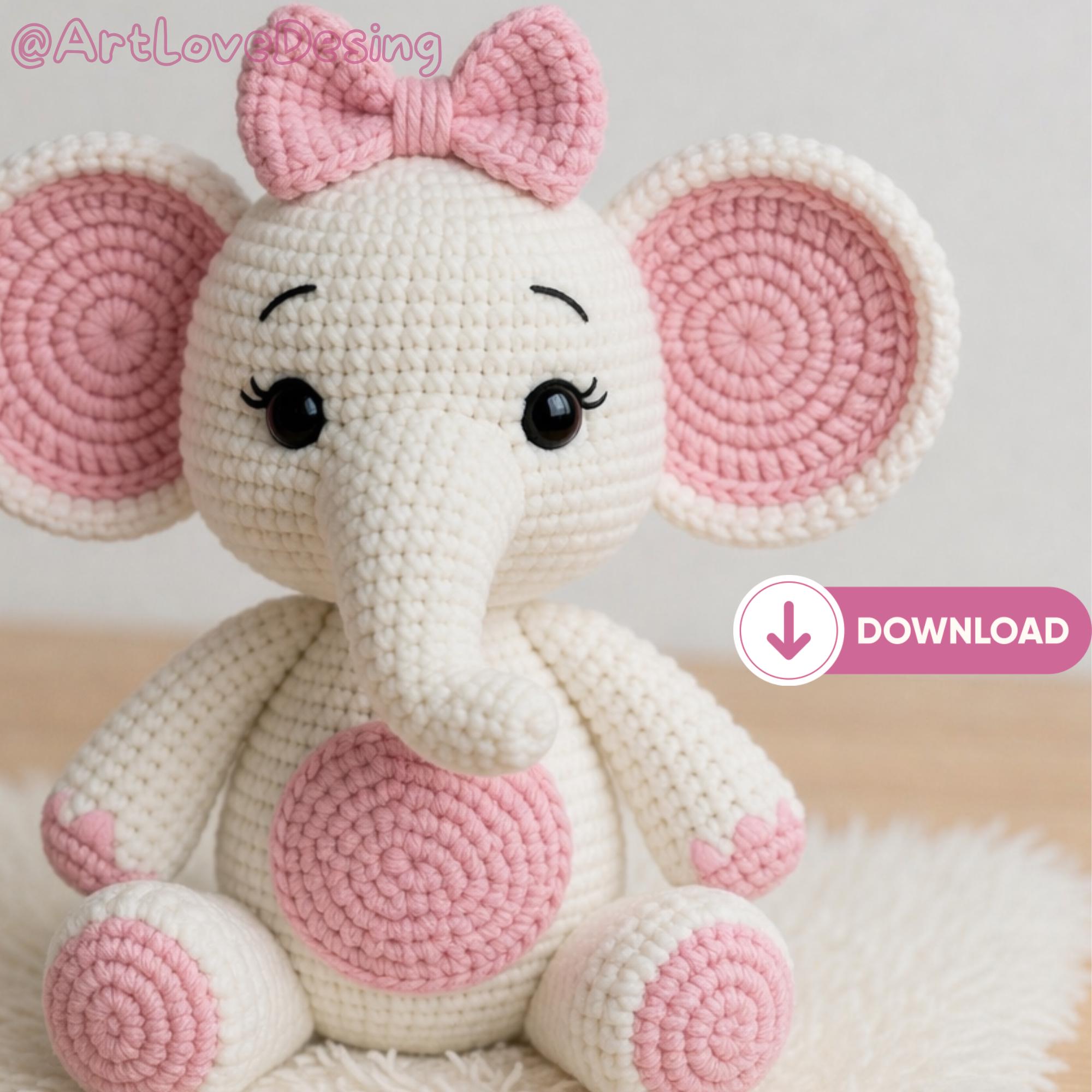 Elephant Girl Amigurumi Crochet Pattern PDF – Cute Baby Elephant Plush ...