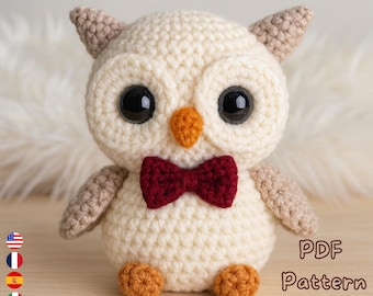 Schema Uncinetto Gufo Amigurumi PDF | Tutorial Gufo Amigurumi | Giocattolo Fai-da-Te | Download Istantaneo