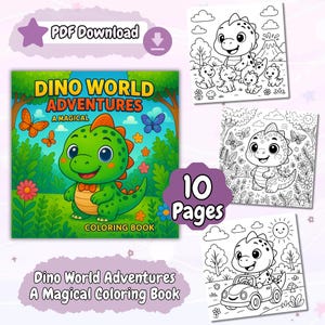 Cute Dinosaur Coloring Pages for Kids, Printable Dino Activity Book, Fun Prehistoric PDF Download